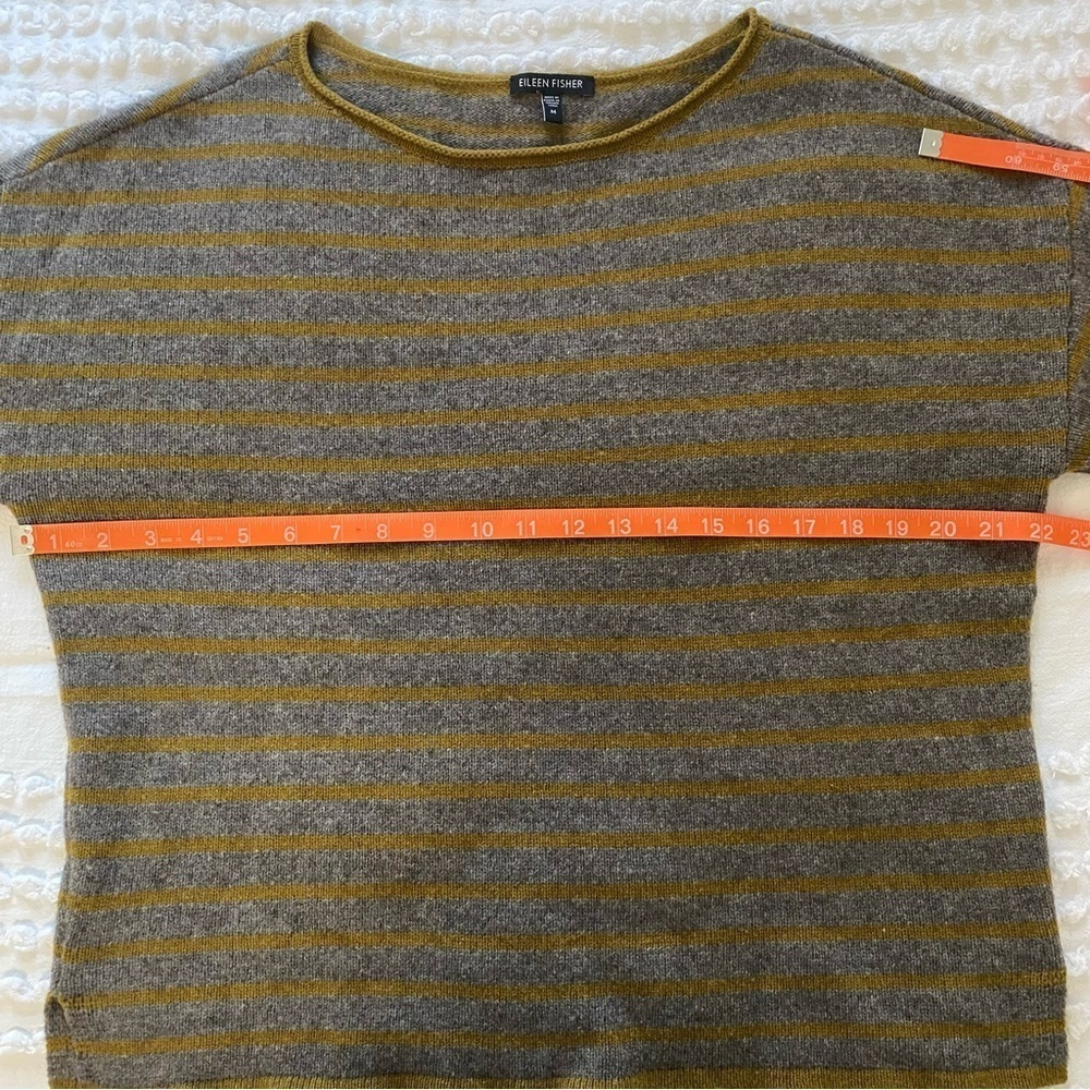 Eileen Fisher Women’s Yak & Lambswool Yellow Green & Gray Boxy Sweater Sz M - Picture 14 of 15